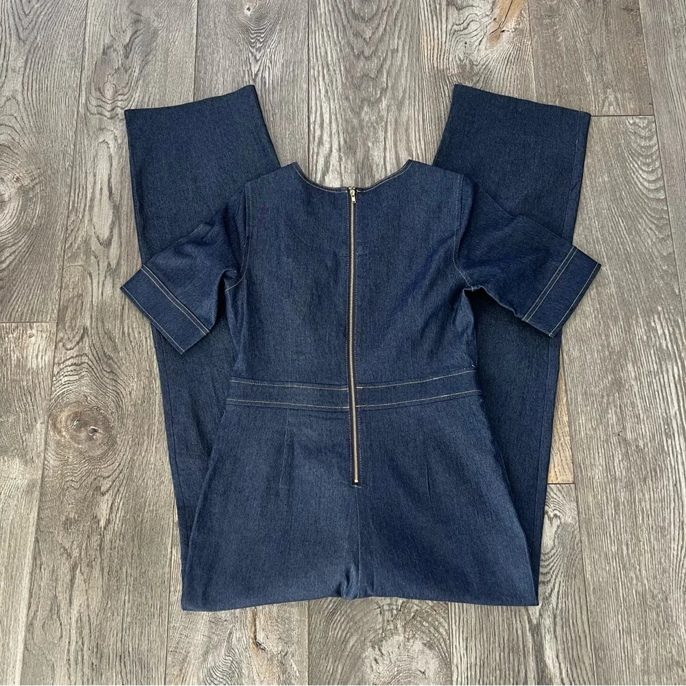 Shelby & Palmer Navy Short-Sleeve Jumpsuit - Picture 3 of 10